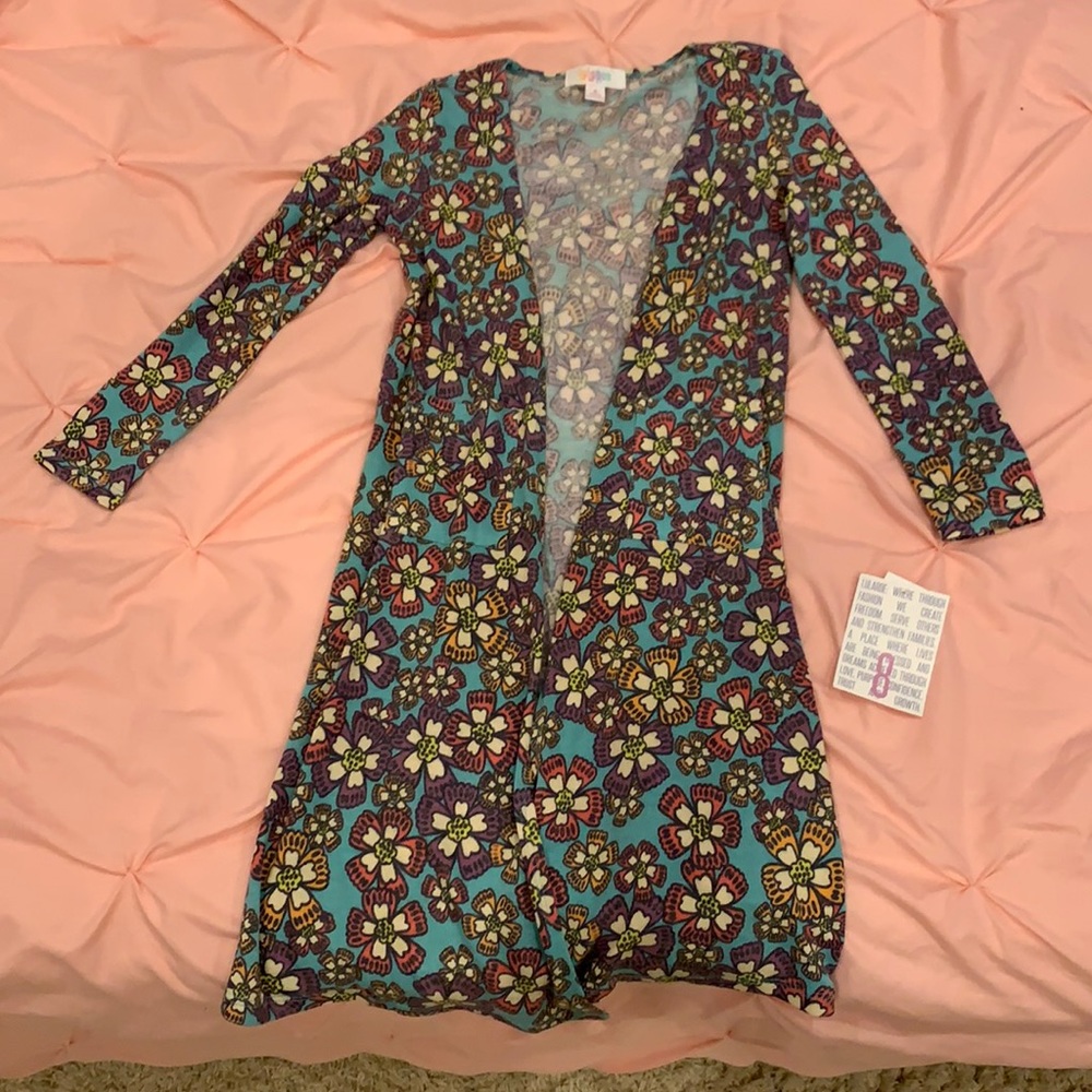 Little Girls LuLaRoe Sariah Size 8 Long Cardigan